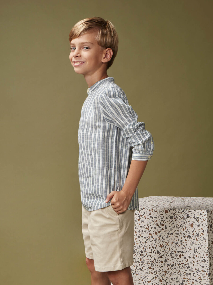 Camisa De Rayas Petroleo