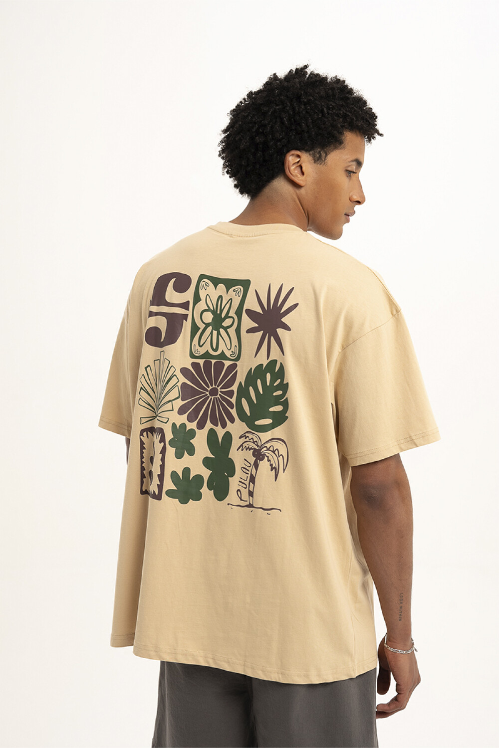 Remera Pulau Palmtree Beige