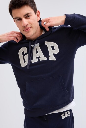 Buzo Canguro Logo Gap Con Felpa Hombre Tapestry Navy