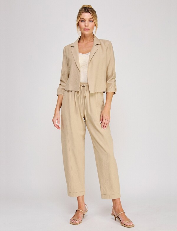 Pantalon Lino Pretina Elastizada BEIGE