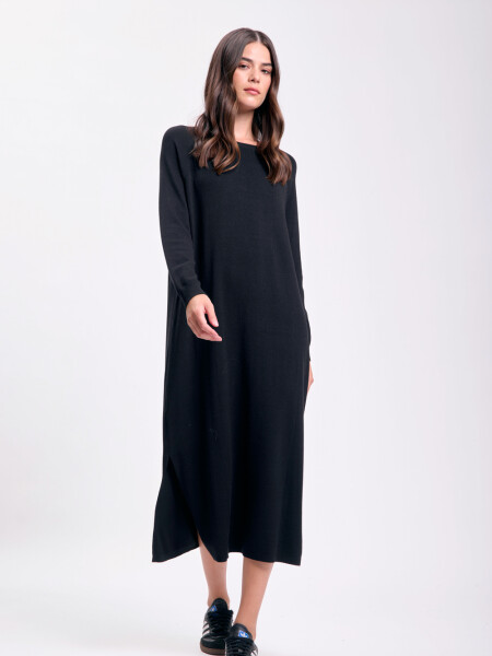 Vestido largo punto Negro