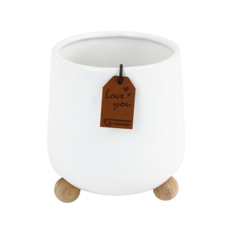 Maceta de ceramica con 3 patas de madera Maceta de ceramica con 3 patas de madera