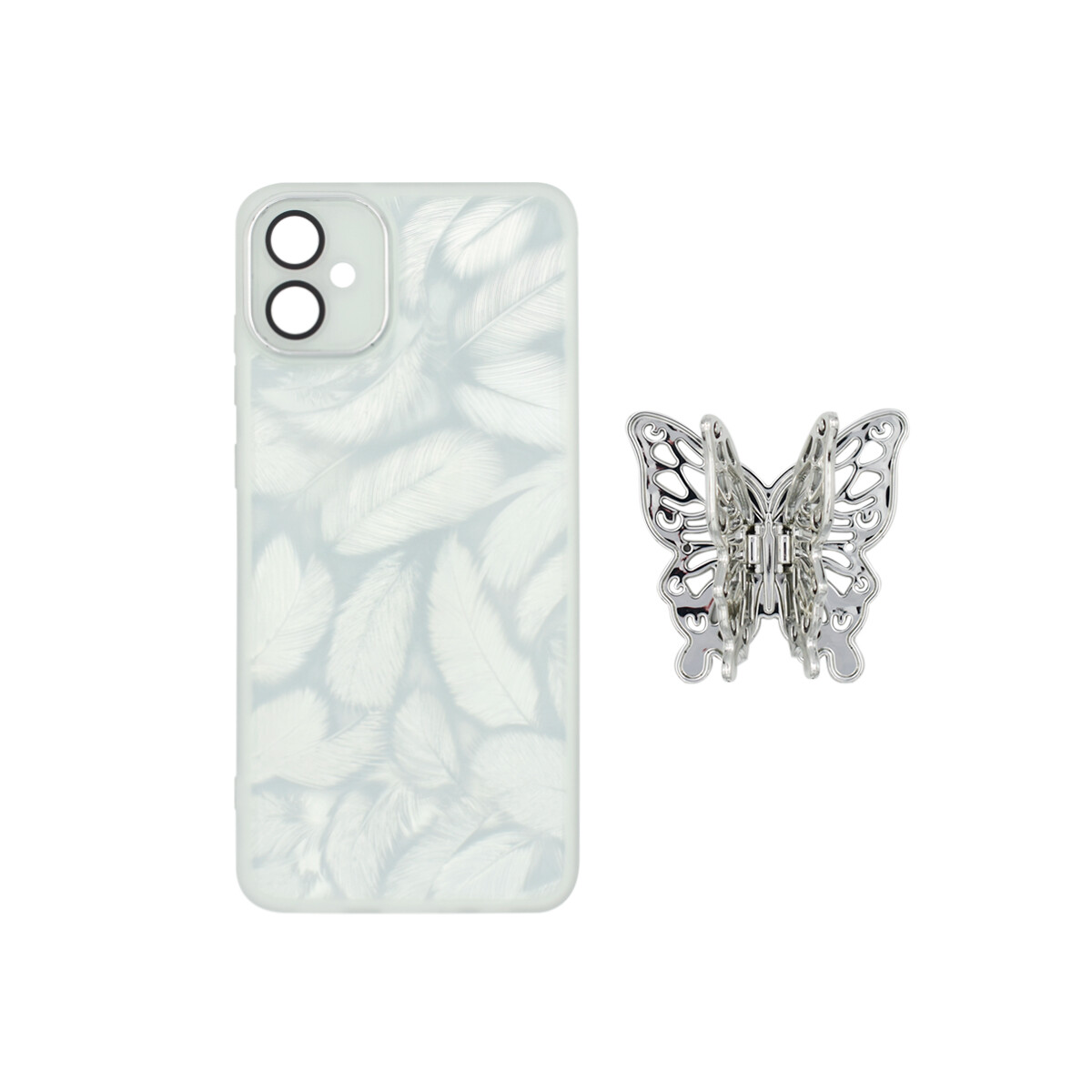 Protector para Samsung Galaxy A05 diseño plumas c/ mariposa 