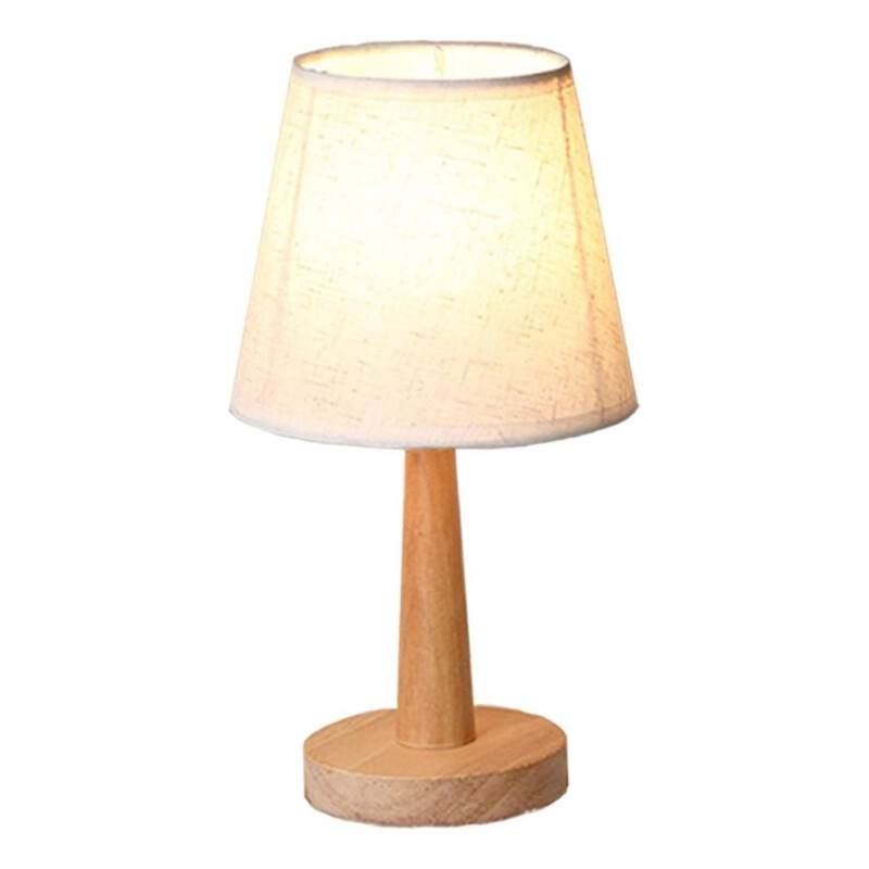 Lampara Portatil De Mesa Velador Nordica Madera Y Lino Cali Blanco