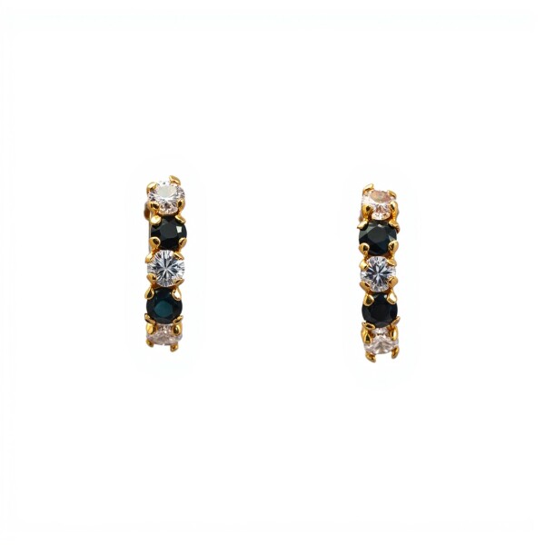 Caravanas Zafiro y oro- Oro bajo - Zafiro y Zirconias - CA8101 conpiedra