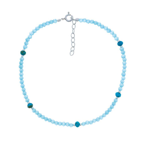 Tobillera De Plata 925 Con Acrílico