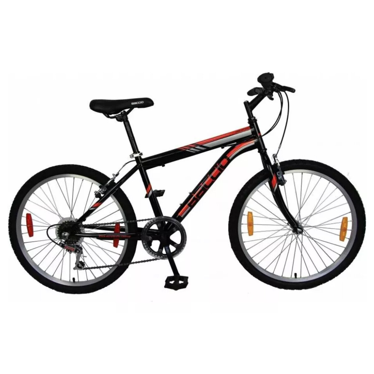 Bicicleta Baccio Alpina Man Rodado 24 Montaña Con 21 Cambios Shimano - Negro/Rojo 