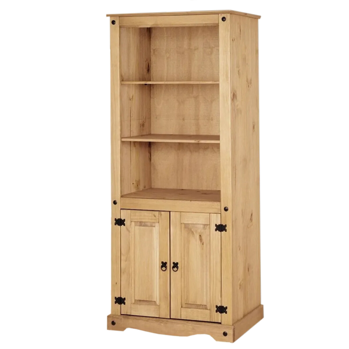 BIBLIOTECA ESTANTERÍA ORGANIZADOR 2 PUERTAS EN MADERA MACIZA EN LÌNEA MEXICANA - COLOR MADERA 