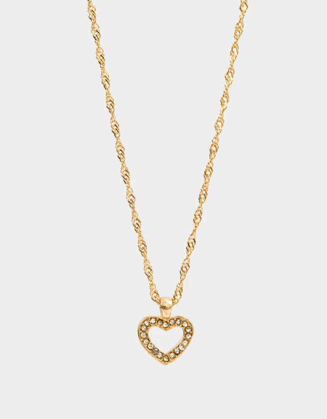 Cadena Corta con Dije Con strass Cadena Con Dije De Corazón - Dorado
