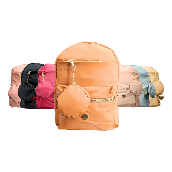 Mochila en cuero ecológico. Naranja