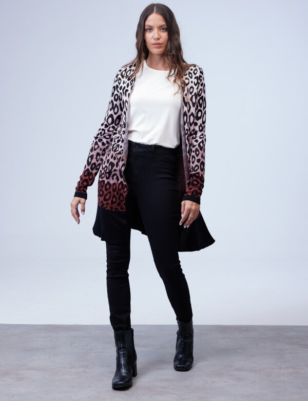 Cardigan Print NEGRO/ROSA