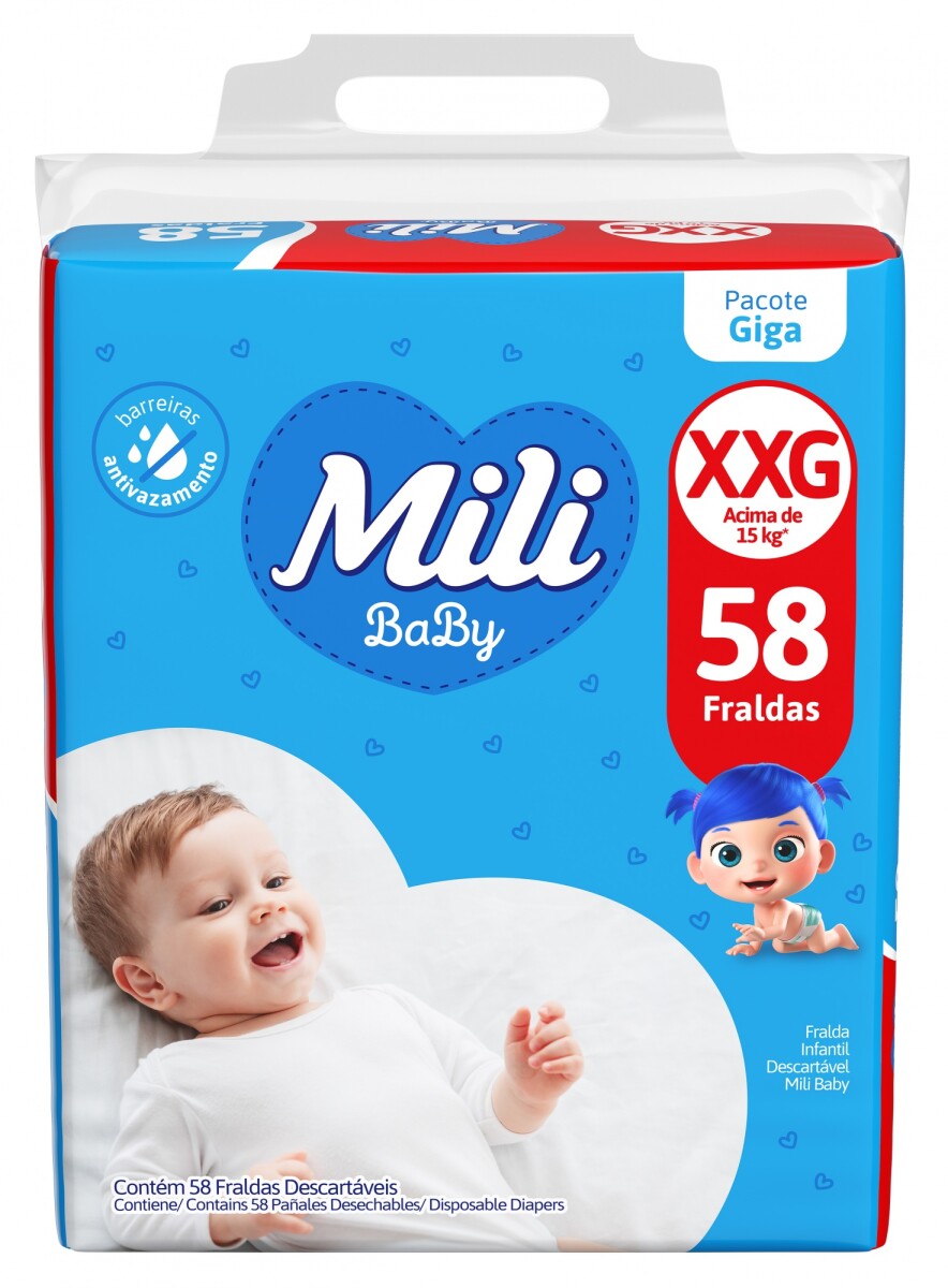 Mili Pañales Baby Giga XXG 58 Unidades 