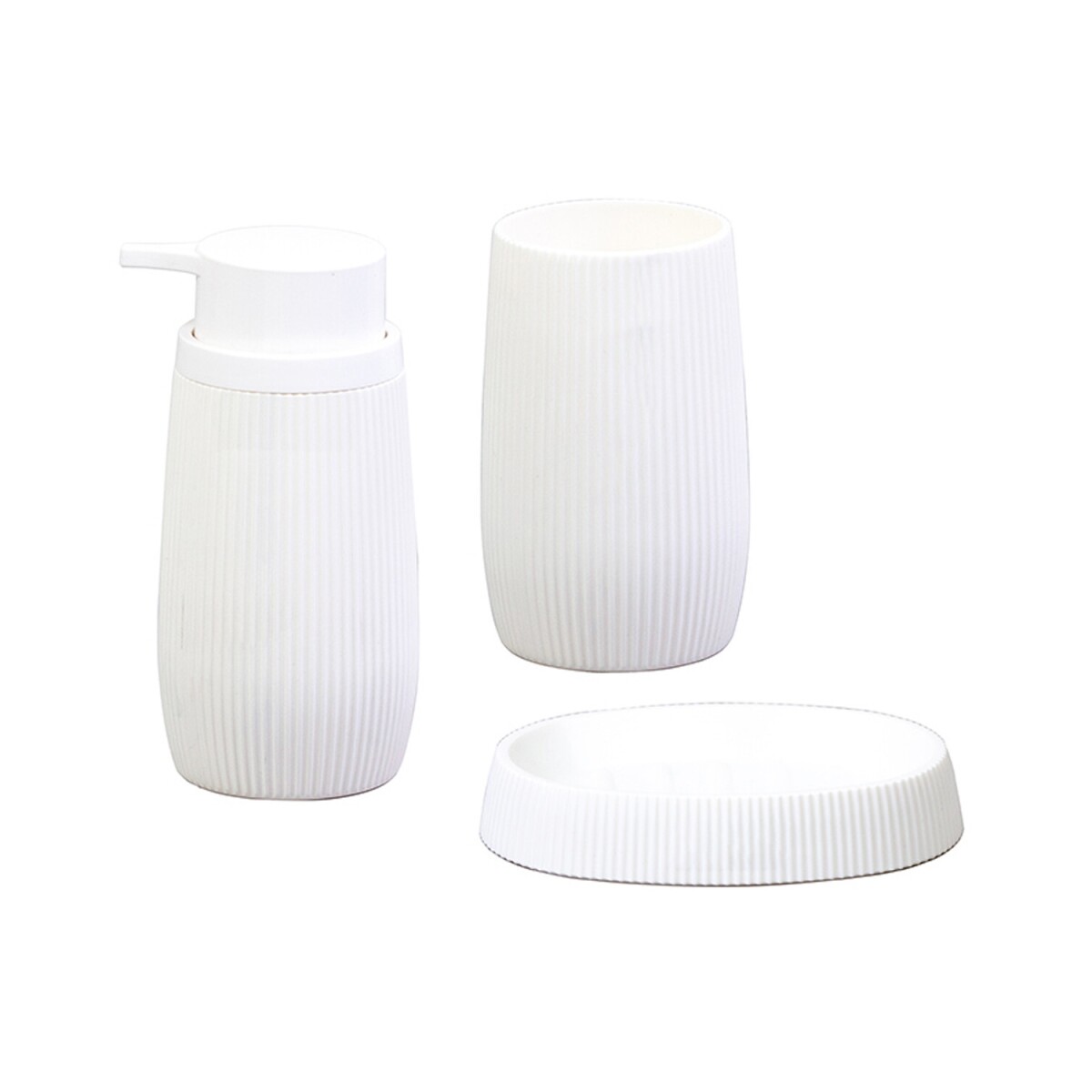 Set de 3 piezas Selecta para baño con rayas - Blanco 