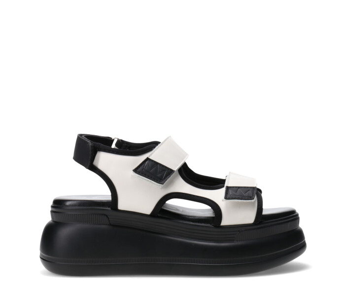 Sandalia SAIGNON con velcros y plataforma Offwhite/Black