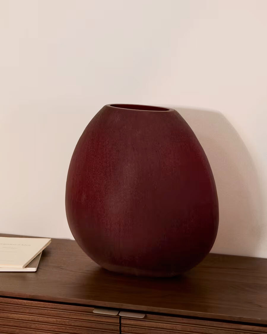 Jarrón Rovena de vidrio burdeos 33,5 cm