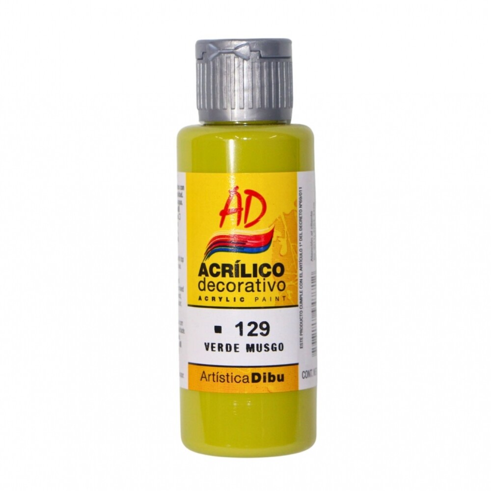 PINTURA ACRILICA ARTISTICA DIBU 60 ML. DIFERENTES COLORES COLOR VERDE MUSGO 129