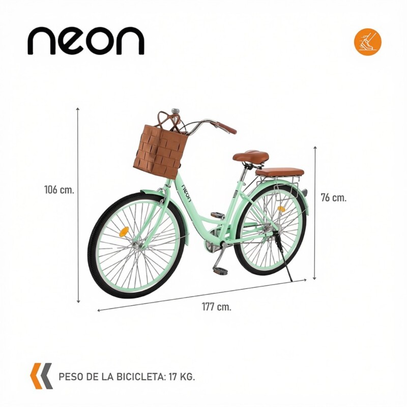 Bicicleta Urbana Rodado 26 con Canasto Vintage Verde