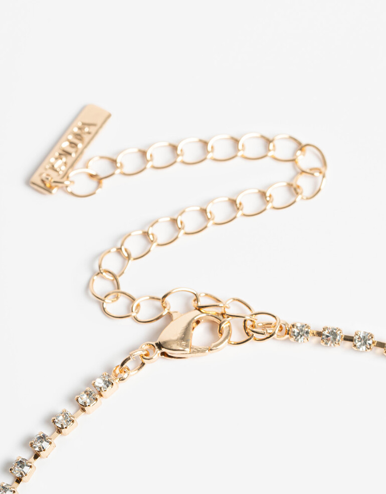 Collares Cortos Metal Collar Corto Strass - Dorado