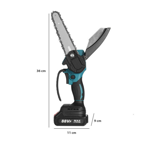 Mini Motosierra Inalámbrica Portable Recargable + 2 Baterías Negro