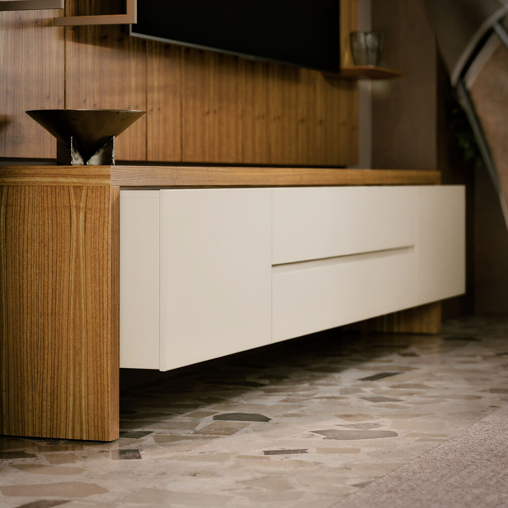 Rack de TV NORD 2.2 - Linea Manhattan Off White / Cinamomo