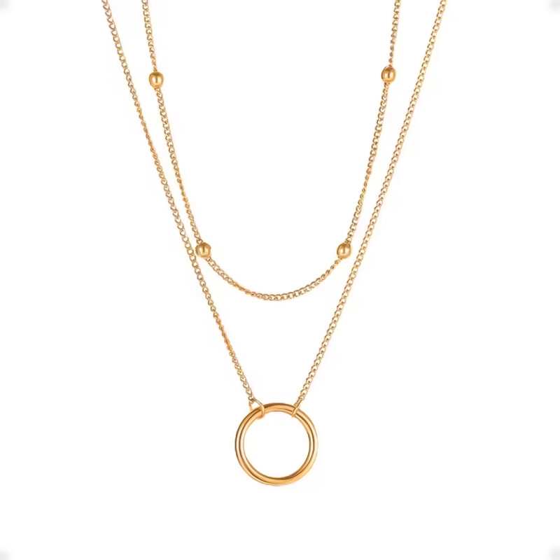 Collar de Colgante con Aro de Acero Inoxidable con Cadena Chapada en Oro Collar de Colgante con Aro de Acero Inoxidable con Cadena Chapada en Oro