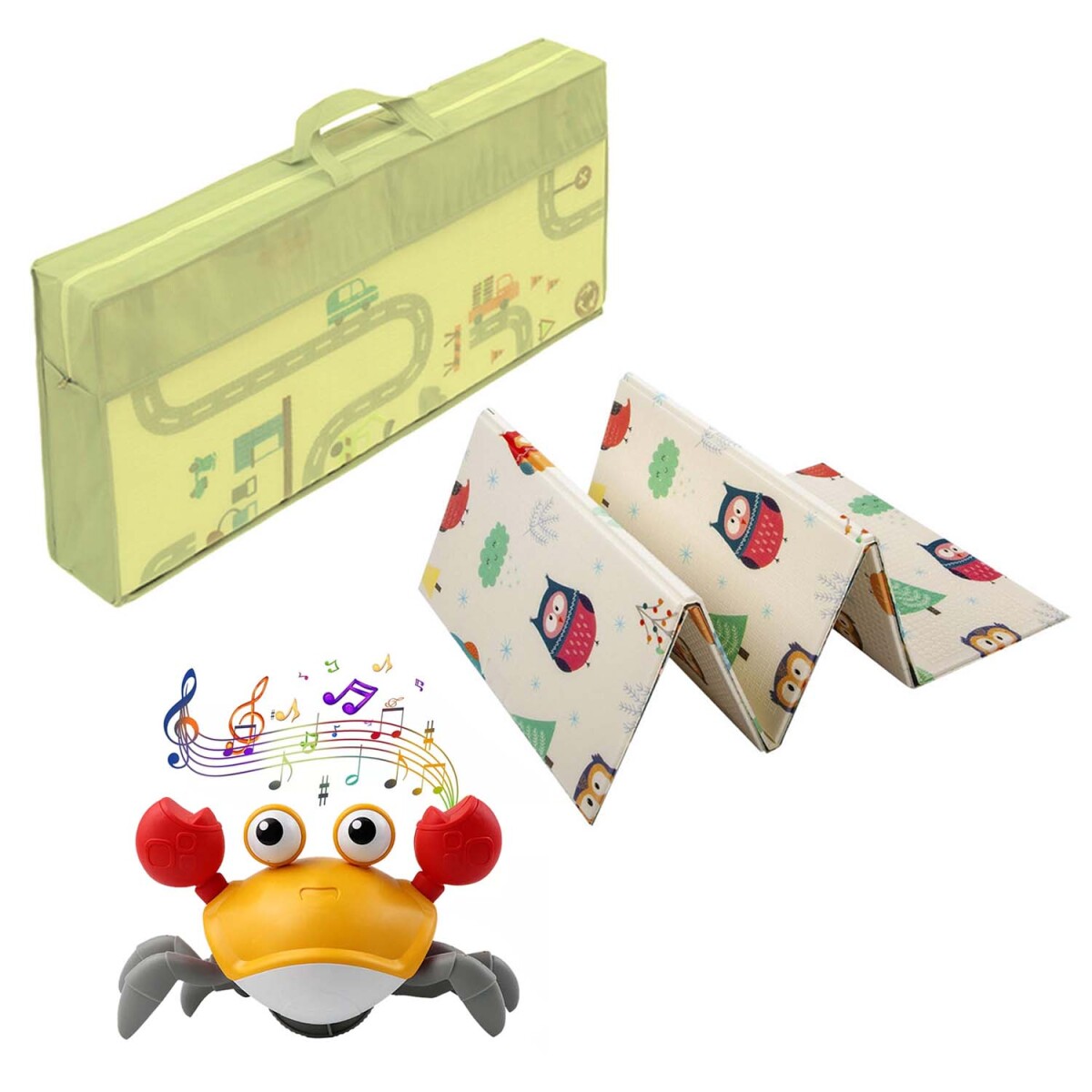 Set Infantil Alfombra Antigolpe Reversible + Cangrejo Música 
