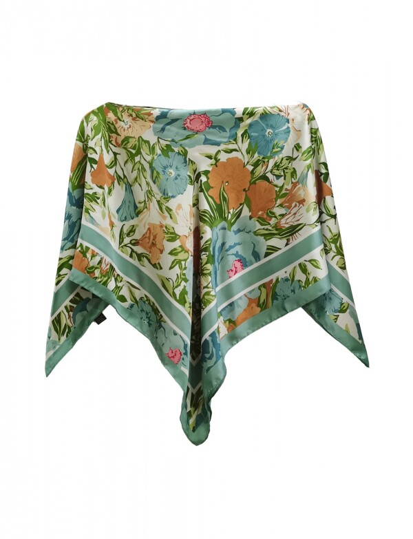 Poncho Saten Flores MULTI/VERDE