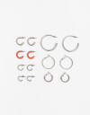 Aros Argollas Set Metal Aros Argollas Set De 7 Pares - Plateado Rodio