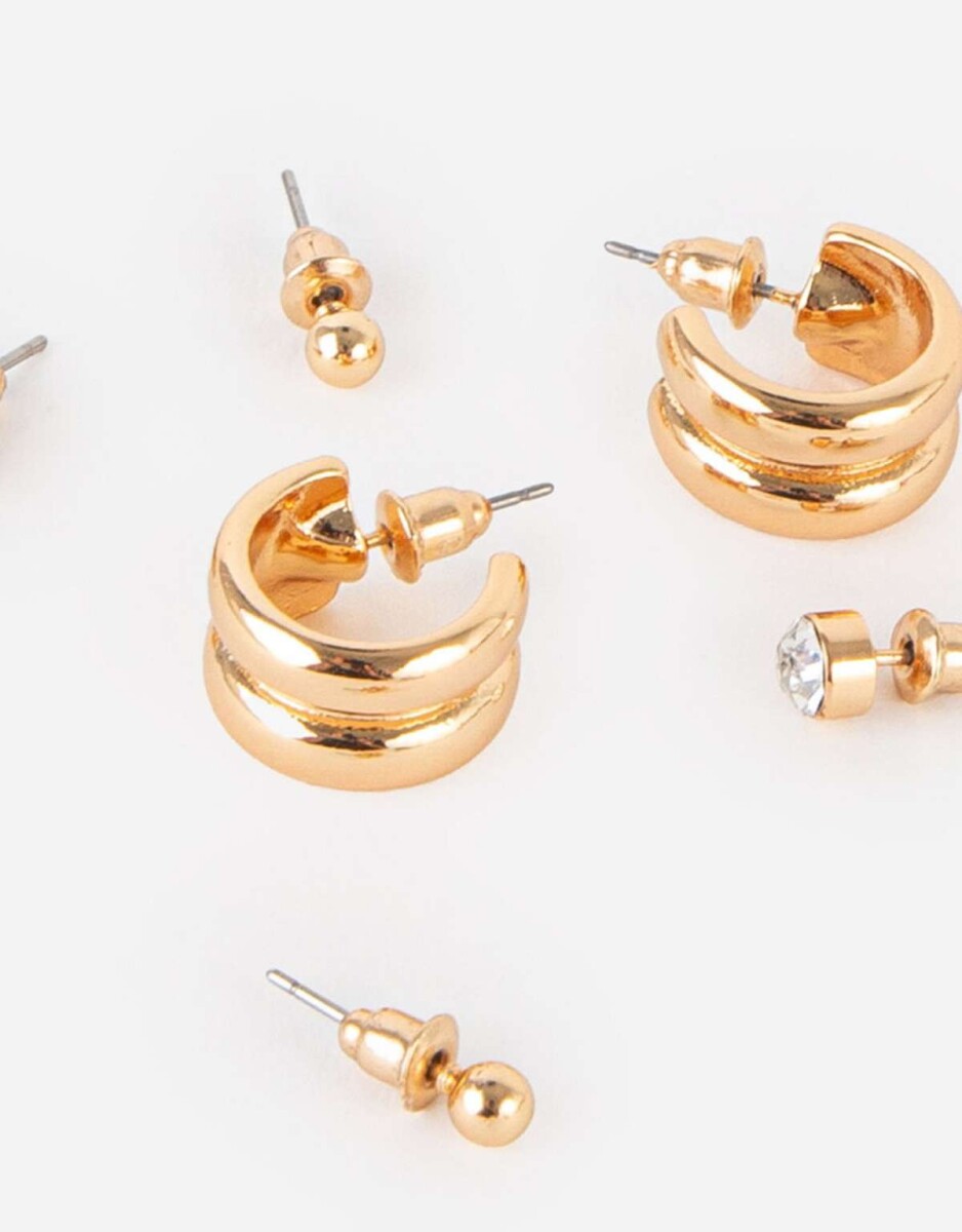 Set De Aros Bañados En Oro - Dorado 