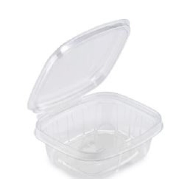POTE BISAGRA PET RECTANGULAR CON LACRE 240 ML 14 x 11,8 x 3,5 CM TRANSPARENTE