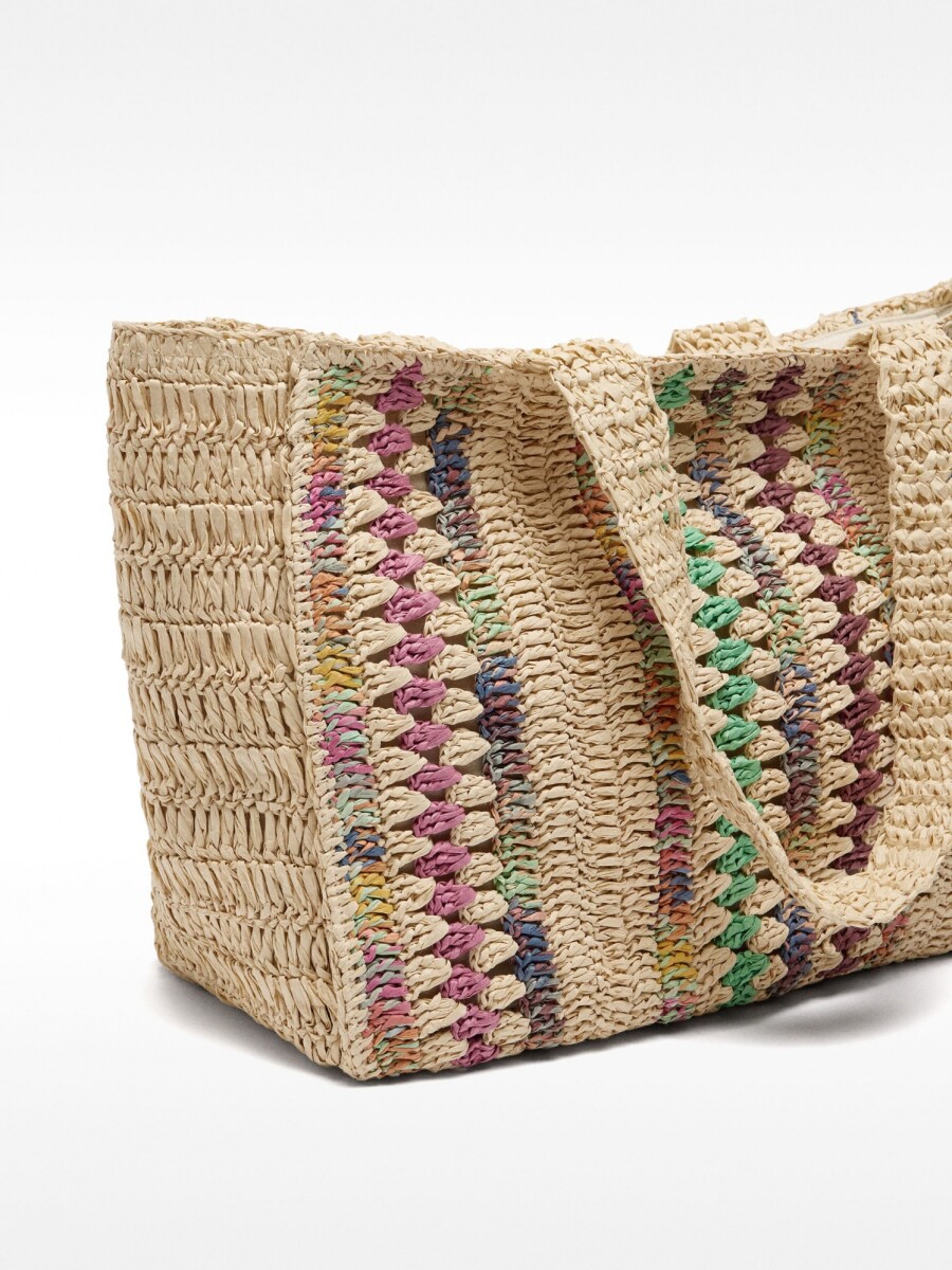 Bolso Shopper Multicolor De Efecto Rafia multicolor