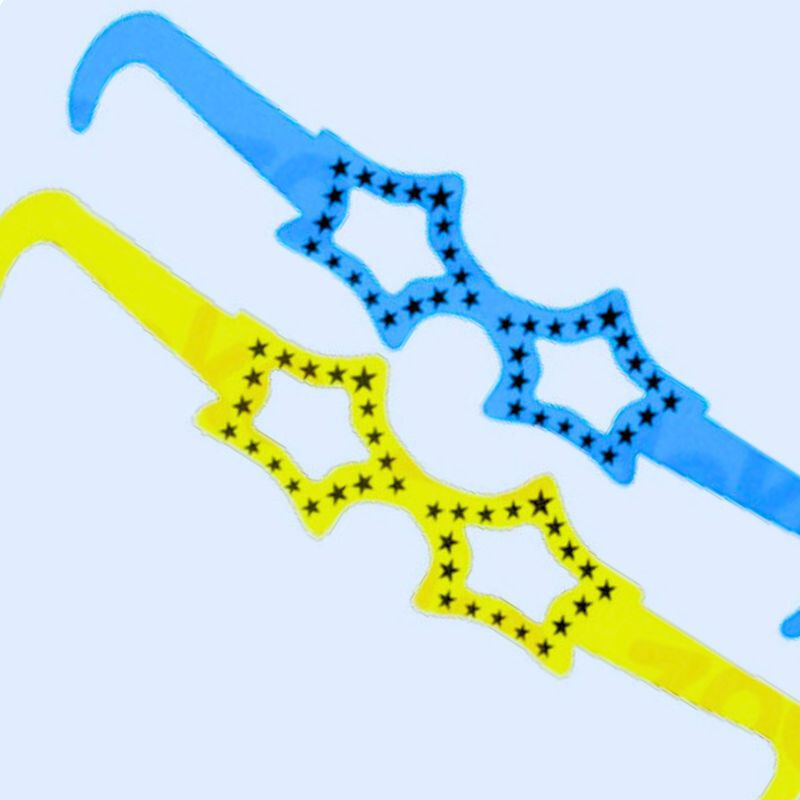 Lentes Cartón Flúo x12 Und estrella