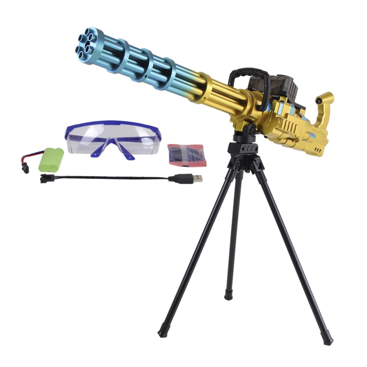 Ametralladora con trípode y cartucho de agua - Azul 