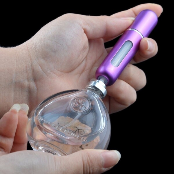 Mini Botella Atomizadora Perfume Portátil Recargable Variante Color Violeta