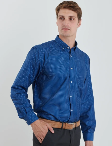 012617 CAMISA HARRINGTON LABEL Azul Piedra