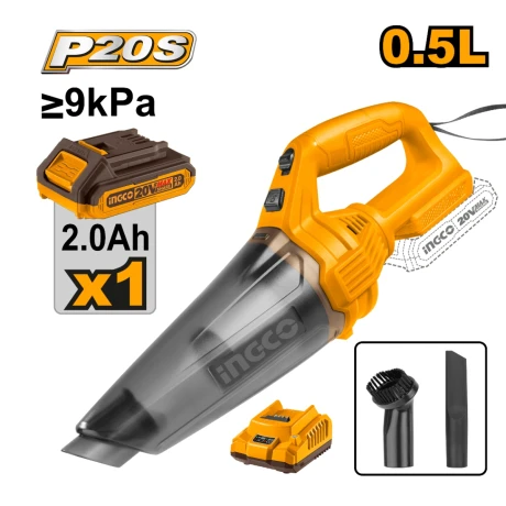 Aspiradora Auto 20V P20S C Bateria Cargador Ingco CVLI20126 001