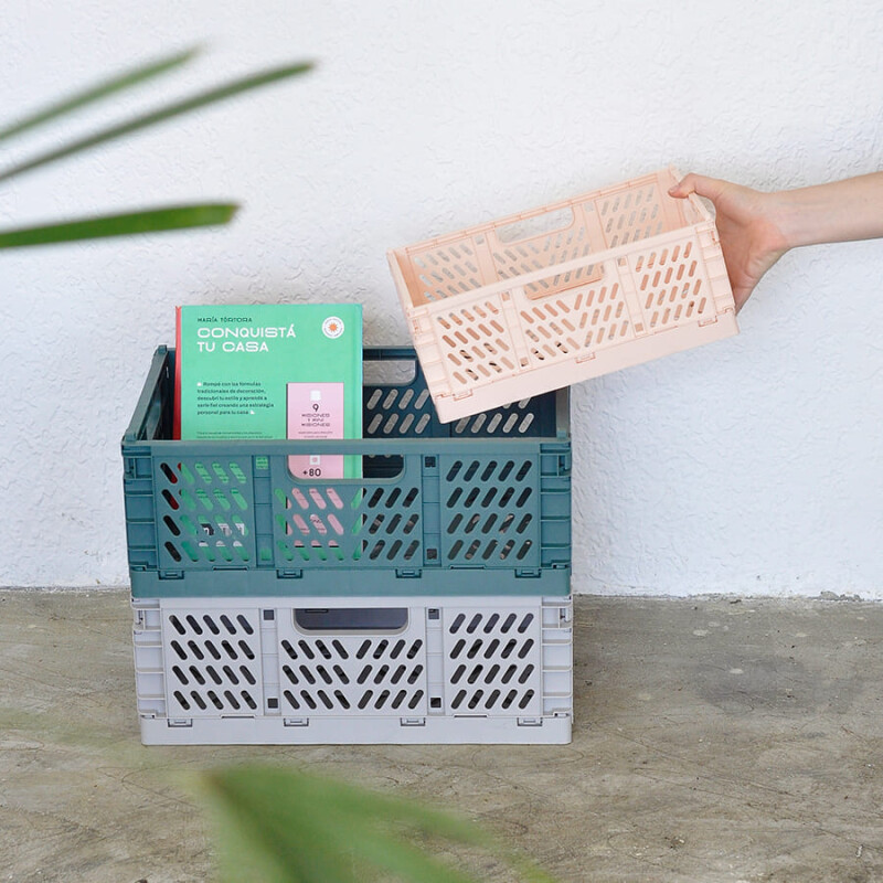 Caja de almacenamiento plegable mediano rosa