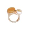 Anillo Circulos-Plata 925 Rodinada-Piedra Ojo de gato y Perla-AN4445 conpiedra