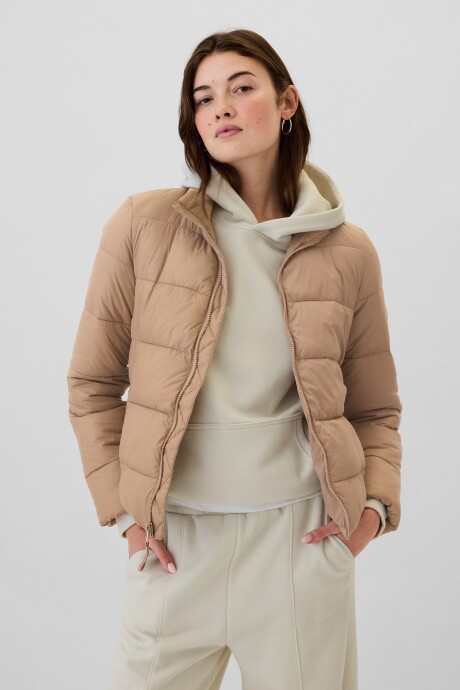 Campera Puffer Logo Gap Mujer Warm Golden Brown 701