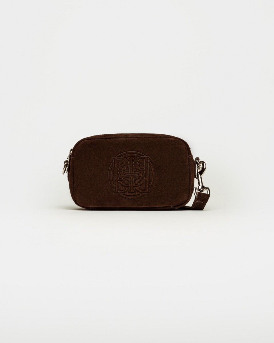Bandolera New Eterial en Cuero Gamuza - Chocolate 