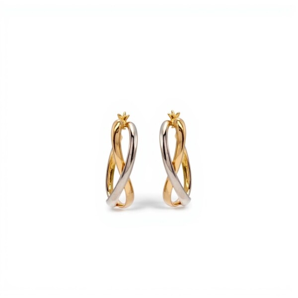 Caravanas Aros Infinito- Oro bajo - oro blanco - Sin piedra- CA8403 sinpiedra