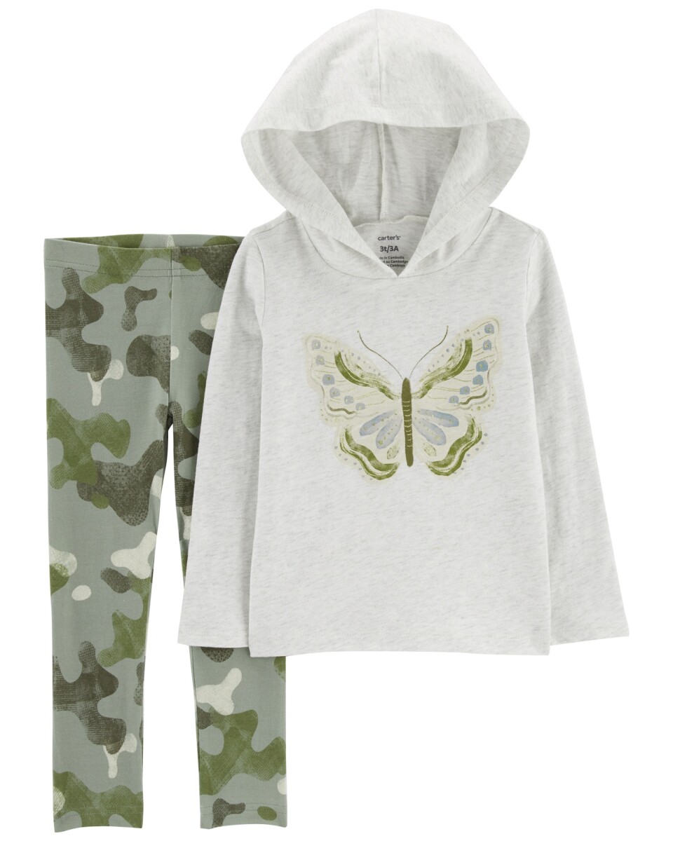 Set dos piezas calza y remera con capucha, de algodón 