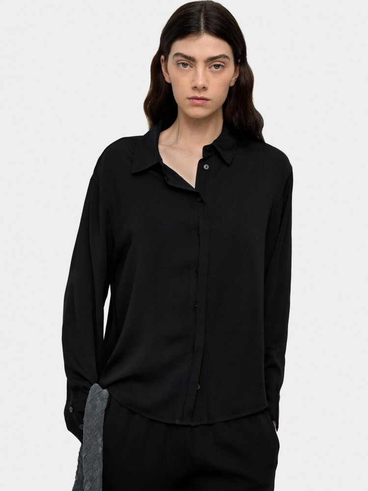 Camisa Fluida De Manga Larga negro