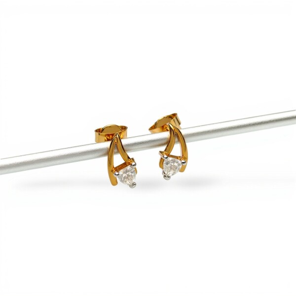 Caravanas colgantes corazón- Oro bajo - Zirconia - CA8065 conpiedra
