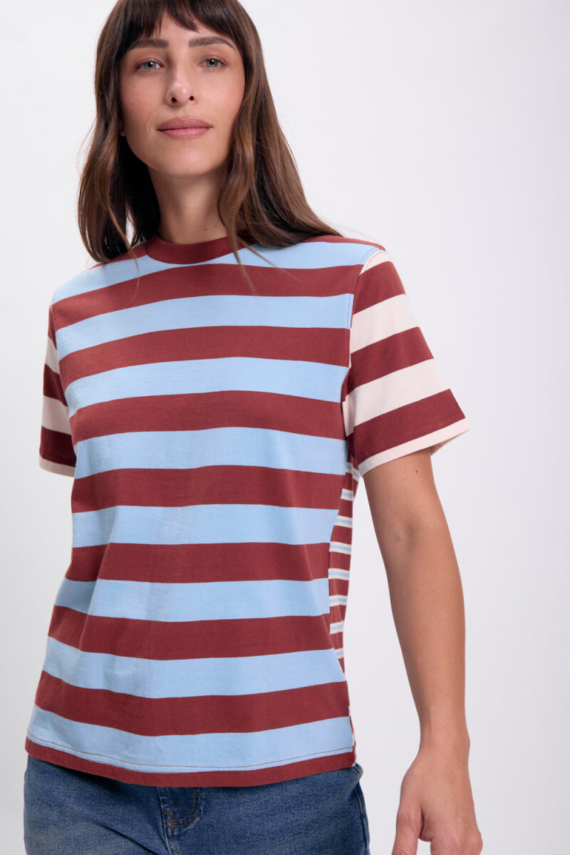 Remera estampa Rayas Marrón