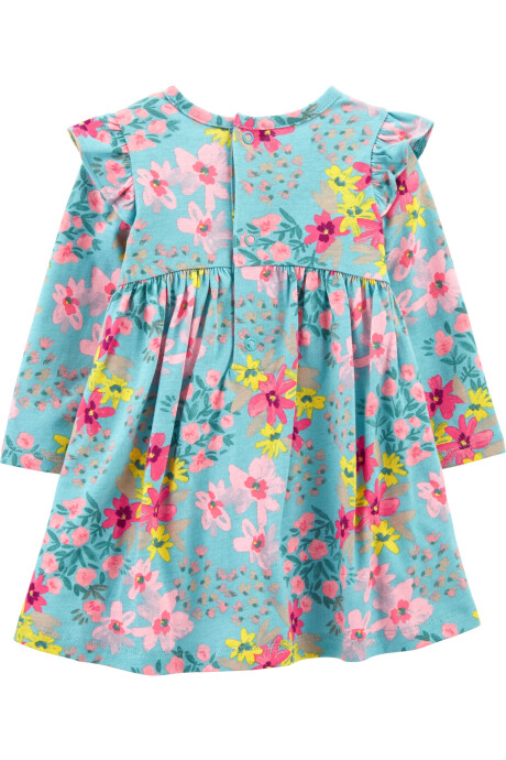 Vestido de algodón floreado con detalle de volados 0