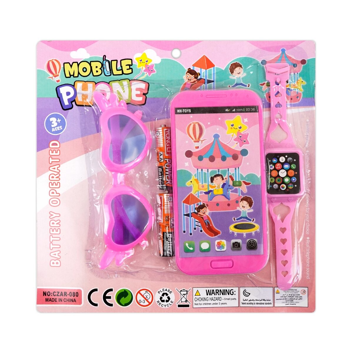 Set de celular, reloj y lentes de juguete 