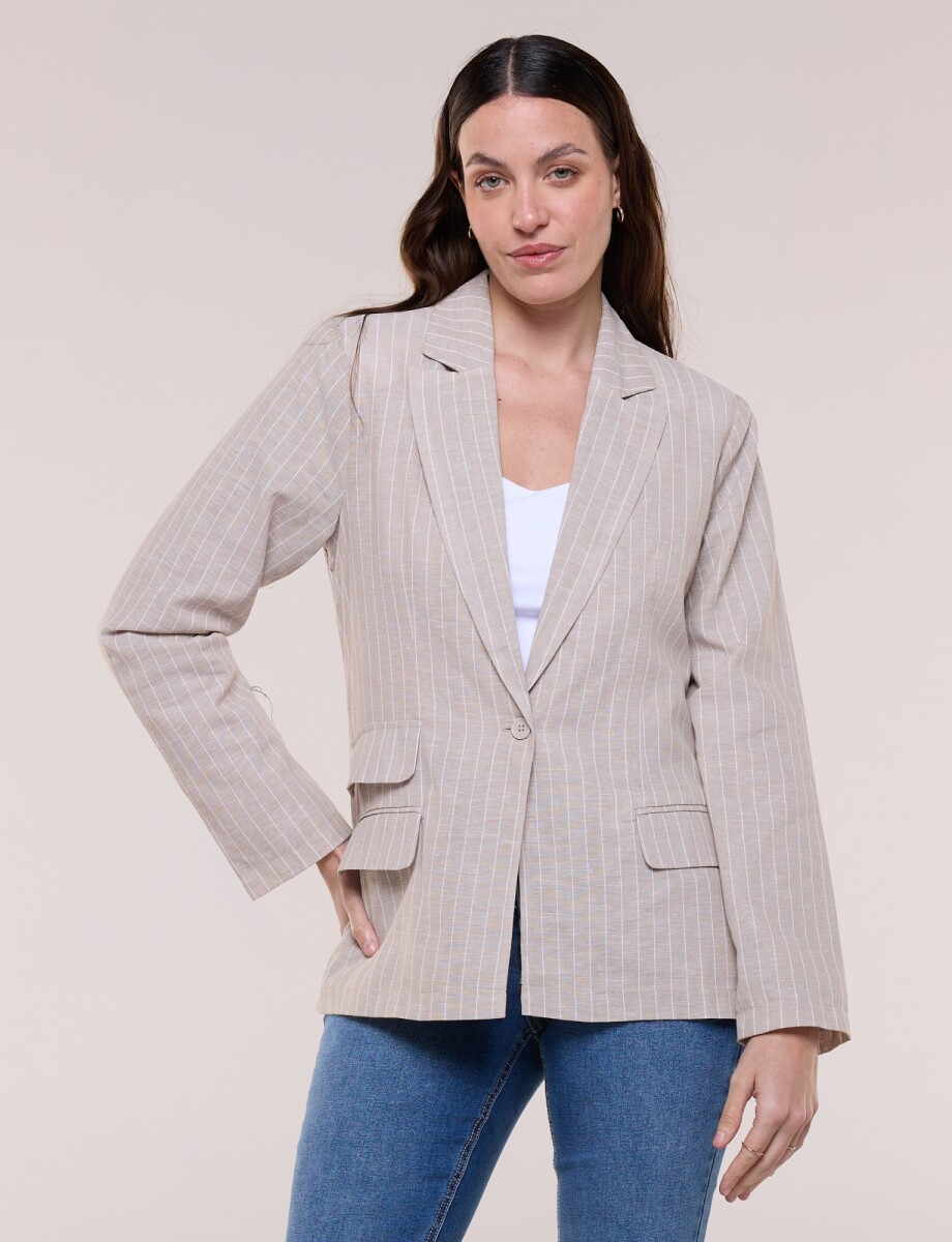 Blazer Sastrero De Lino - Beige/multi 