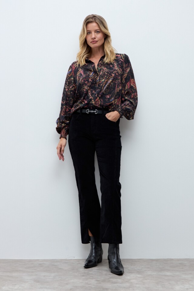 Camisa estampada boho negro