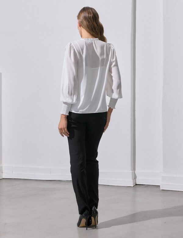 Blusa Gasa Smock BLANCO